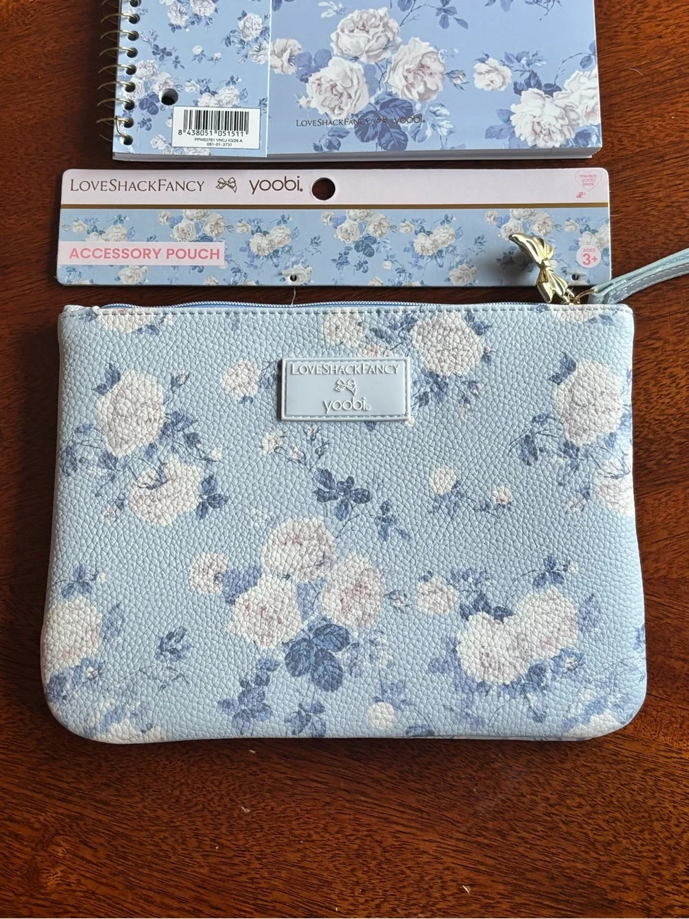 LoveShackFancy x Yoobi Blue Floral Notebook & Accessory Pouch Set